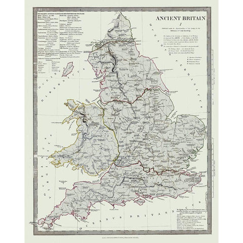 Ancient Britain United Kingdom - Baldwin 1830 White Modern Wood Framed Art Print by Baldwin
