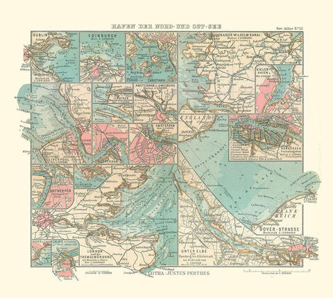 Baltic Sea Ports England Ireland Scotland Black Ornate Wood Framed Art Print with Double Matting by Perthes