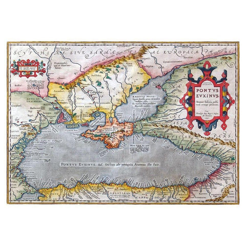 Ancient Black Sea Romania Greece Turkey Black Modern Wood Framed Art Print with Double Matting by Ortelius