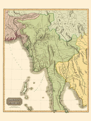 Empire Burma Asia - Thomson 1817 White Modern Wood Framed Art Print with Double Matting by Thomson