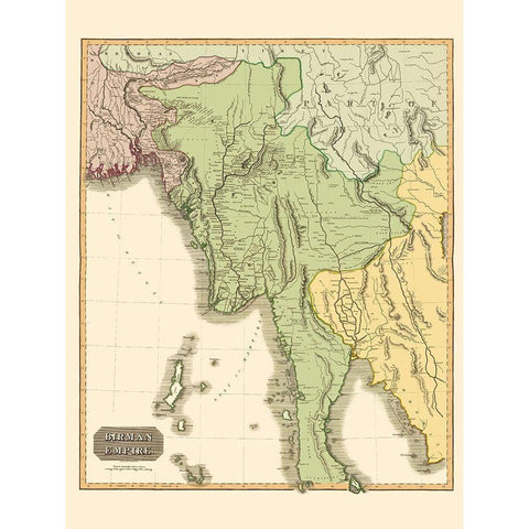 Empire Burma Asia - Thomson 1817 White Modern Wood Framed Art Print by Thomson