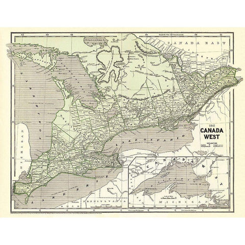 West Canada - Morse 1845 Black Modern Wood Framed Art Print by Morse