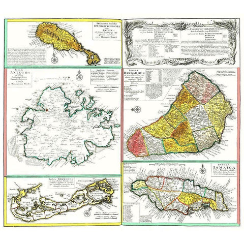 Islands of Caribbean West Indies Jamaica Barbados Black Modern Wood Framed Art Print by Unknown