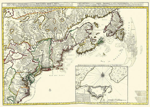 New England Canada - 1695 Black Ornate Wood Framed Art Print with Double Matting by Unknown