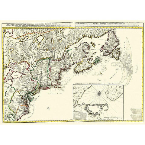 New England Canada - 1695 Black Modern Wood Framed Art Print by Unknown