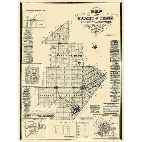 Perth County Ontario Canada - Kirk 1875 Black Modern Wood Framed Art Print with Double Matting by Kirk