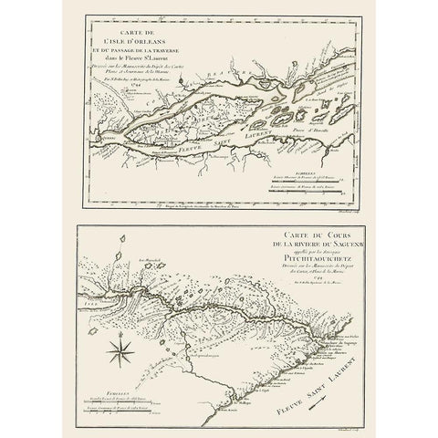 St Lawrence River Isle of Orleans Canada and US White Modern Wood Framed Art Print by Bellin