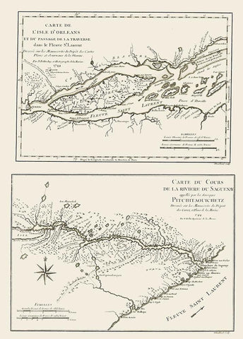St Lawrence River Isle of Orleans Canada and US White Modern Wood Framed Art Print with Double Matting by Bellin