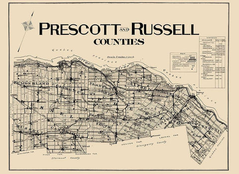 Prescott Russell Counties Canada - Lloyd 1923 White Modern Wood Framed Art Print with Double Matting by Lloyd