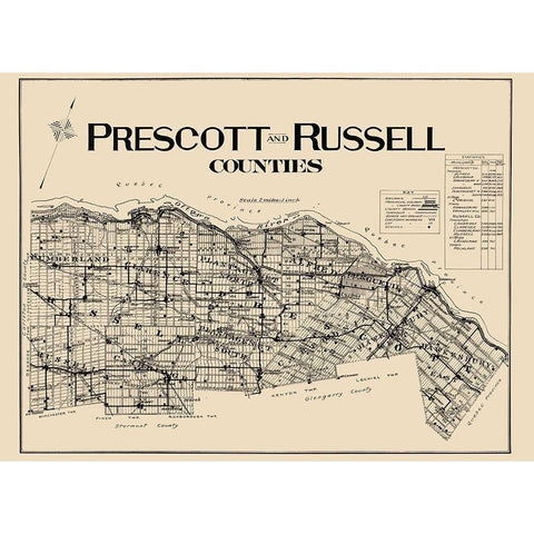 Prescott Russell Counties Canada - Lloyd 1923 Black Modern Wood Framed Art Print by Lloyd