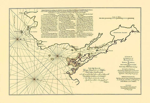 Halifax Harbor Nova Scotia Canada - Jeffreys 1759 Black Ornate Wood Framed Art Print with Double Matting by Jeffreys