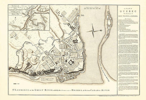 Quebec Town Plans Canada - Jeffreys 1758 White Modern Wood Framed Art Print with Double Matting by Jeffreys