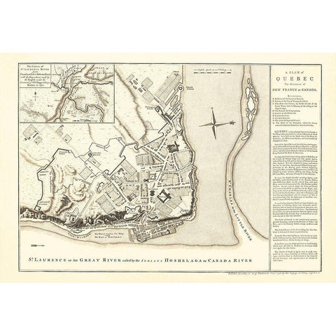 Quebec Town Plans Canada - Jeffreys 1758 Black Modern Wood Framed Art Print by Jeffreys