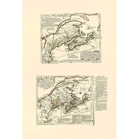 Nova Scotia Acadia Canada - Jeffreys 1713 Gold Ornate Wood Framed Art Print with Double Matting by Jeffreys