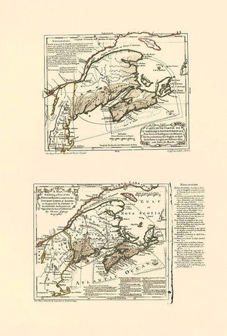 Nova Scotia Acadia Canada - Jeffreys 1713 Black Ornate Wood Framed Art Print with Double Matting by Jeffreys