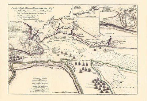 The Siege of Quebec - Jeffreys 1759 White Modern Wood Framed Art Print with Double Matting by JEFFREYS
