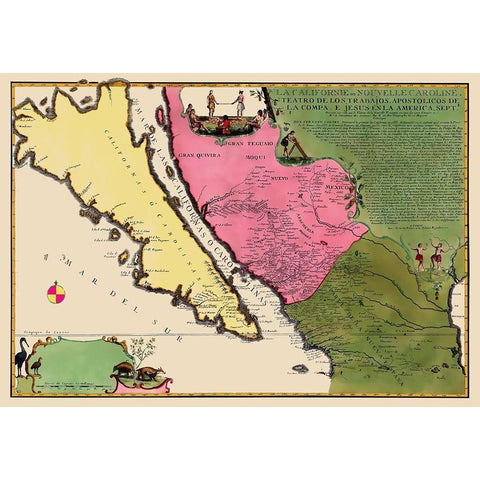 North America California Island - De Fer 1720 White Modern Wood Framed Art Print by De Fer