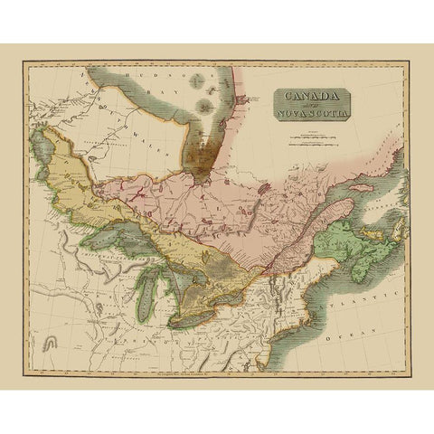 Nova Scotia Canada - Thomson 1817 Gold Ornate Wood Framed Art Print with Double Matting by Thomson