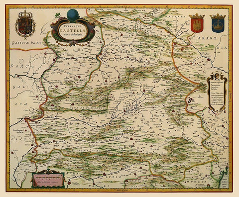 Castile Spain Iberian Peninsula - Blaeu 1635 White Modern Wood Framed Art Print with Double Matting by Blaeu