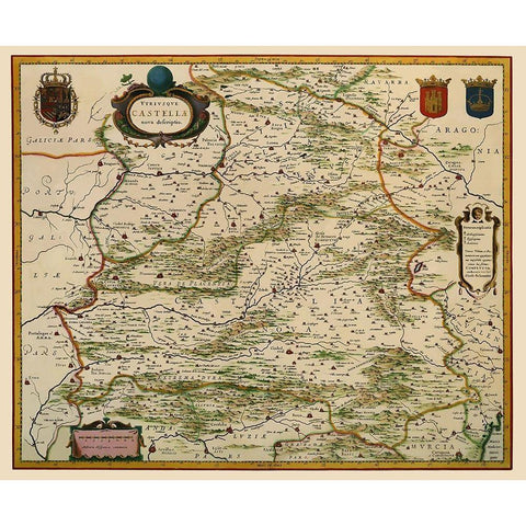 Castile Spain Iberian Peninsula - Blaeu 1635 Black Modern Wood Framed Art Print with Double Matting by Blaeu