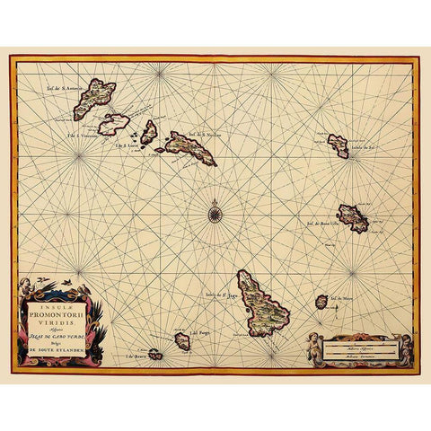 Africa Cape Verde Islands - Blaeu 1667 Black Modern Wood Framed Art Print with Double Matting by Blaeu