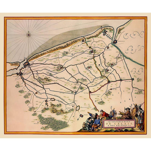 Calais Region France - Blaeu 1662 White Modern Wood Framed Art Print by Blaeu