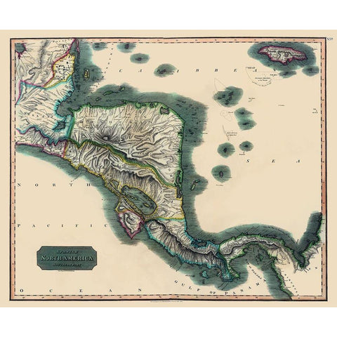 Honduras Guatemala Nicaragua - Baldwin 1816 White Modern Wood Framed Art Print by Baldwin