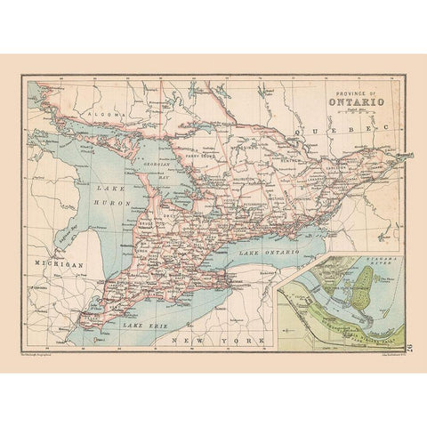 Ontario Canada - Bartholomew 1892 White Modern Wood Framed Art Print by Bartholomew