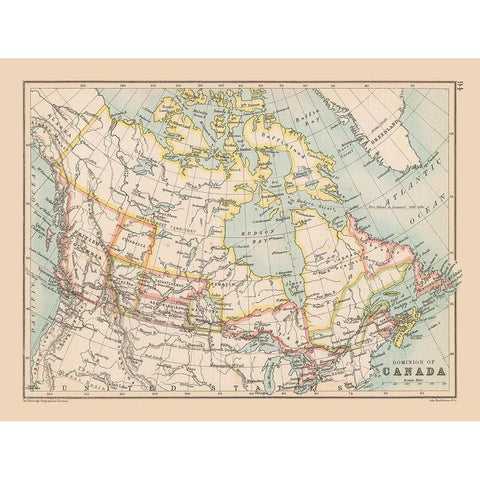 Canada - Bartholomew 1892 White Modern Wood Framed Art Print by Bartholomew