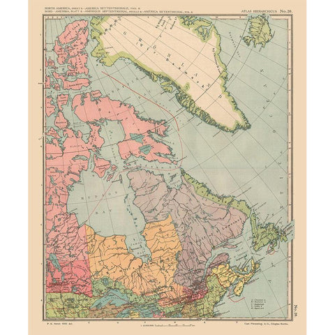 Greenland Denmark Canada - Streit 1913 Gold Ornate Wood Framed Art Print with Double Matting by Streit