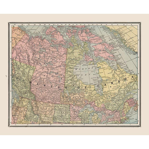 Dominion of Canada - Cram 1888 White Modern Wood Framed Art Print by Cram