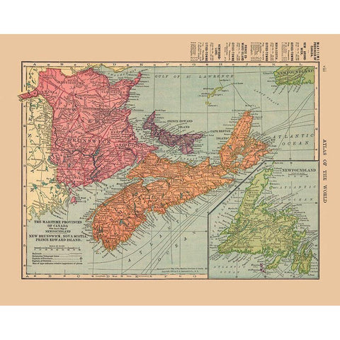 Maritime Provinces Canada - Hammond 1910 Gold Ornate Wood Framed Art Print with Double Matting by Hammond