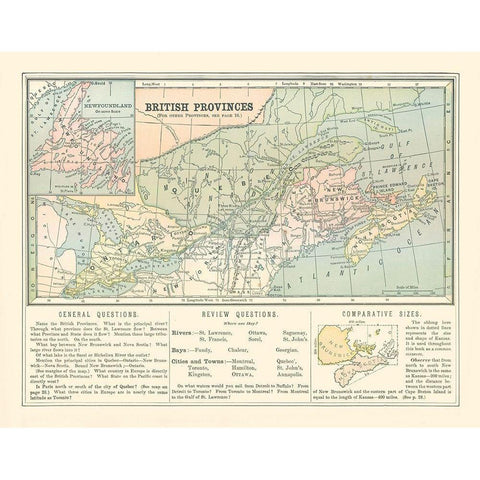 British Provinces Canada - Monteith 1882 Black Modern Wood Framed Art Print by Monteith