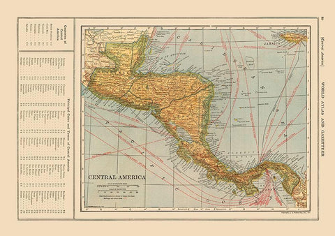 Guatemala Honduras Nicaragua Costa Rica Panama Black Ornate Wood Framed Art Print with Double Matting by Reynold