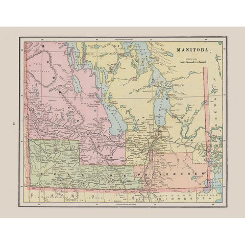 Manitoba Canada - Cram 1892 White Modern Wood Framed Art Print by Cram