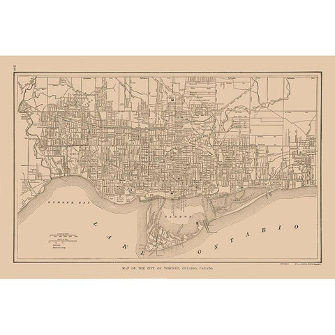 Toronto Canada - Reynold 1921 Gold Ornate Wood Framed Art Print with Double Matting by Reynold