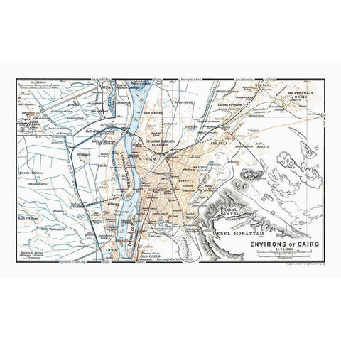 Africa Cairo Egypt - Baedeker 1913 Black Modern Wood Framed Art Print with Double Matting by Baedeker