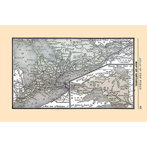 Ontario Canada - Alden 1886 Black Modern Wood Framed Art Print with Double Matting by Alden