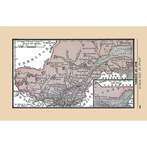 Quebec Canada - Alden 1886 Black Modern Wood Framed Art Print with Double Matting by Alden