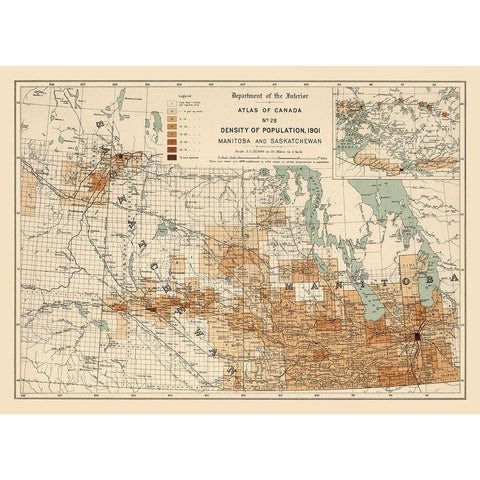 Manitoba Saskatchewan Canada 1901 - White 1906 Black Modern Wood Framed Art Print by White