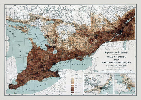 Ontario Quebec Canada 1901 - White 1906 White Modern Wood Framed Art Print with Double Matting by White
