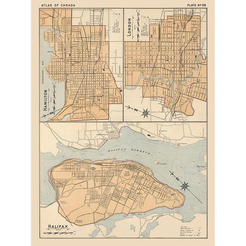 Hamilton London Halifax Canada - White 1906 Black Modern Wood Framed Art Print with Double Matting by White