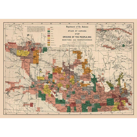 Manitoba Saskatchewan Canada 1901 - White 1906 White Modern Wood Framed Art Print by White