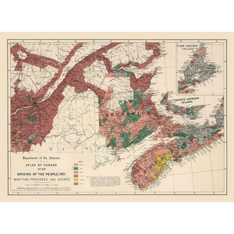 Maritime Provinces Quebec Canada 1901 - White 1906 Black Modern Wood Framed Art Print by White