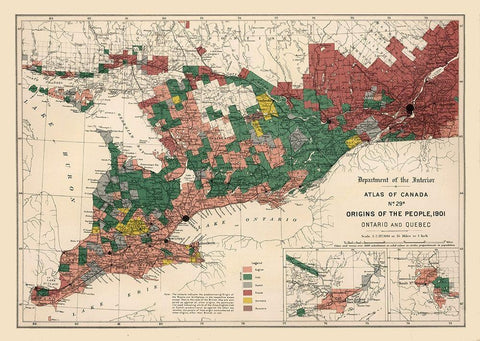 Ontario Quebec Canada 1901 - White 1906 White Modern Wood Framed Art Print with Double Matting by White