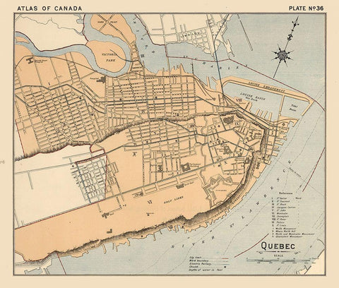 Quebec Canada - White 1906 Black Ornate Wood Framed Art Print with Double Matting by White