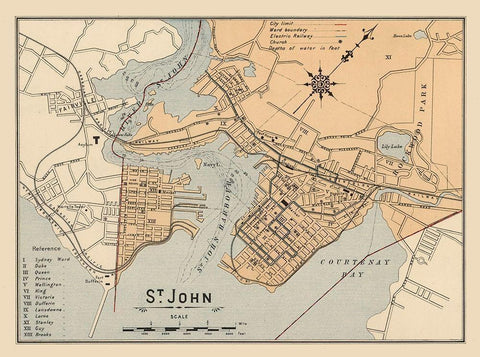 St John New Brunswick Canada - White 1906 Black Ornate Wood Framed Art Print with Double Matting by White