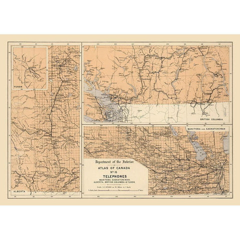 Telephones Canada - White 1906 Black Modern Wood Framed Art Print with Double Matting by White