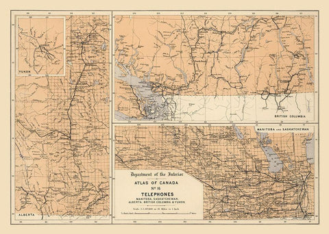 Telephones Canada - White 1906 Black Ornate Wood Framed Art Print with Double Matting by White