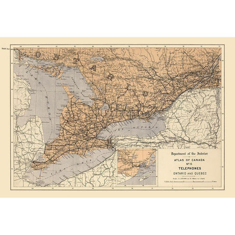 Ontario Quebec Canada Telephone - White 1906 White Modern Wood Framed Art Print by White
